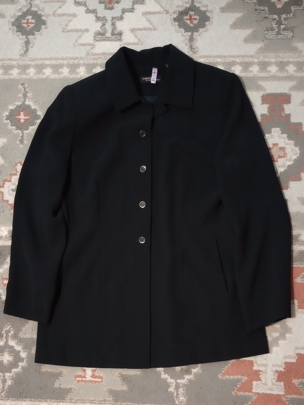 Valerie Stevens Black Button-Front Blazer Jacket